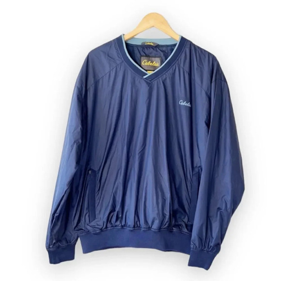 Cabela’s Navy Blue Long Sleeve Pullover Jacket‎ Size Large Teflon Protected New! - Picture 1 of 8